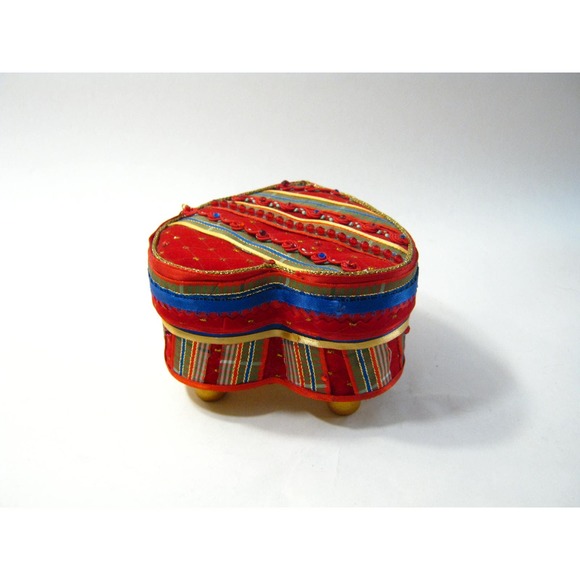 Vintage Fabric Embellished Trinket Jewelry Keepsake Box with Mini Journal Diary - Picture 7 of 9
